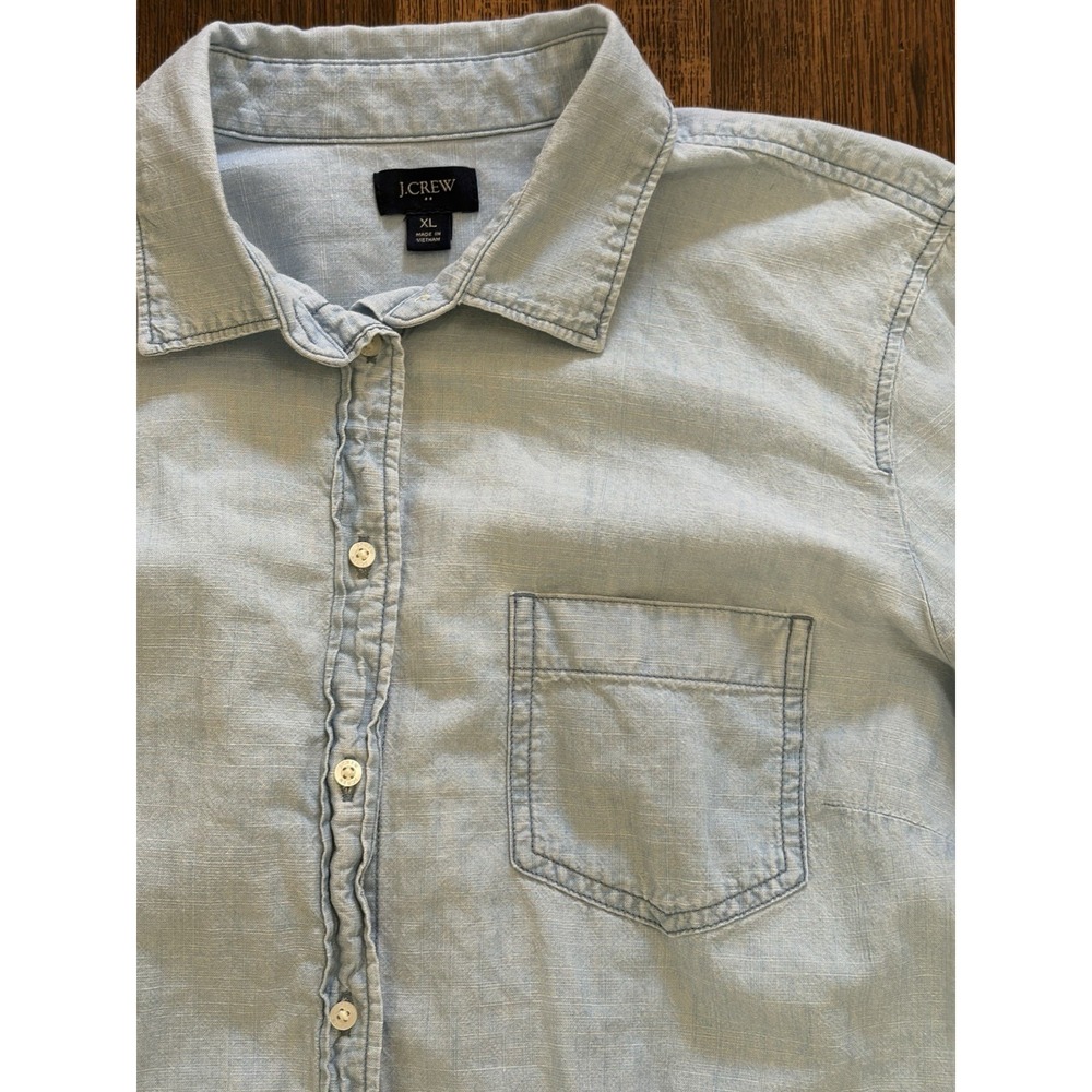 Women's J Crew Shirt Top Chambray Blue Denim XL Casual Business Prison Work